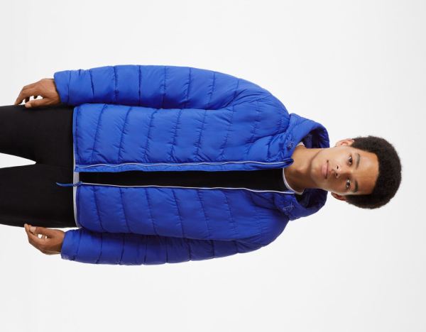 Bundy Bershka Lahke Puffer Panske Modre | 3PFnxDe1YPR