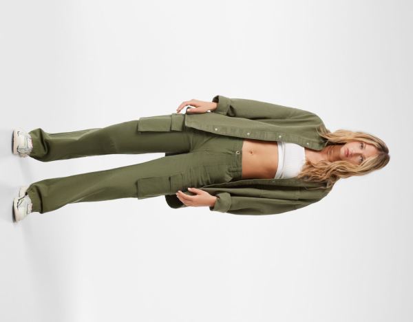 Cargo Bershka Rovno Fit Pants Damske Hnedožltý | lzUhaL0g4Yk