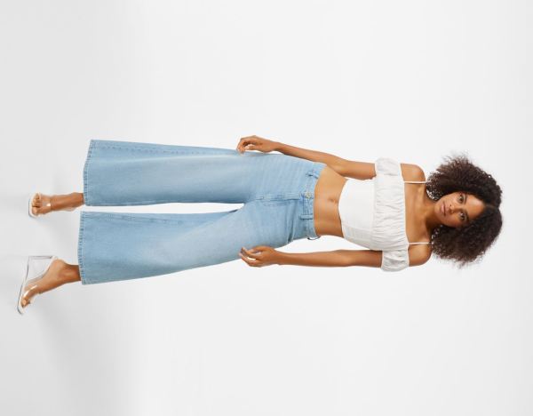 Džínsy Bershka Denim Culottes Damske Svetlo Modre | nkGtp7uZu6u