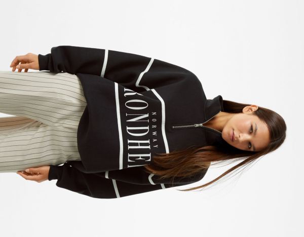 Mikiny Bershka High Neck Na Zips With Print Damske Čierne | NpXrIGXqxkE