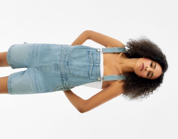 Sortky Bershka Denim Overalls With Carpenter Details Damske Svetlo Modre | jfroe961QPO