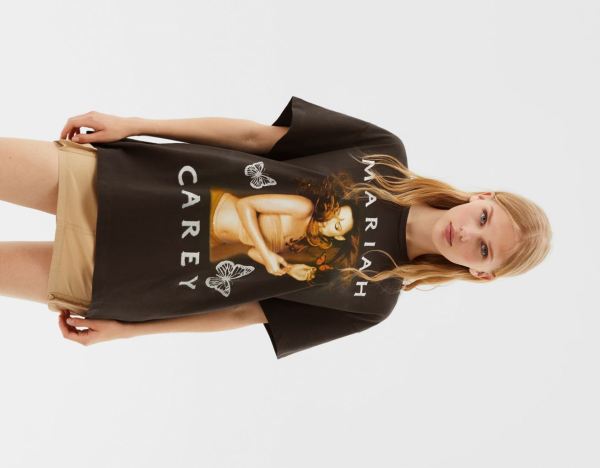 Tricko Bershka Mariah Carey Kratke Sleeve Damske Čierne | 9AifcAnMlgQ