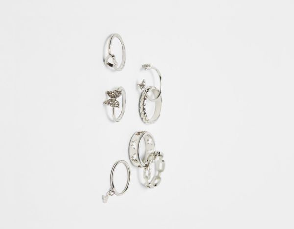 Šperky Bershka Set Of 7 Butterfly Rings Damske Strieborne | ZyJJiTiEsOq