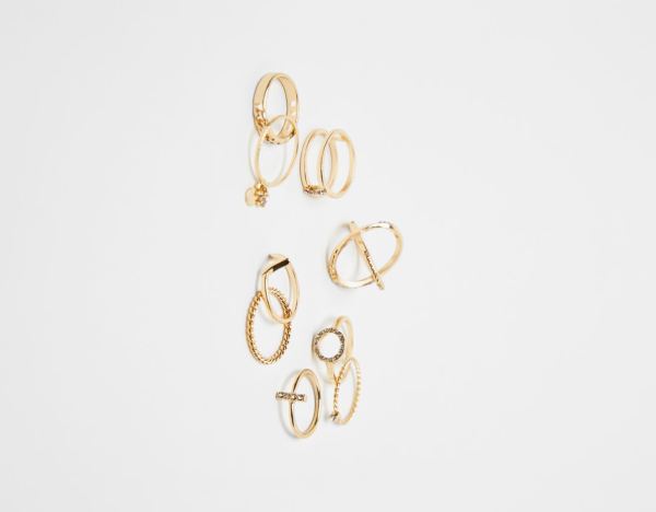 Šperky Bershka Set Of 9 Stackable Gold-colored Rings Damske Zlate | 7H3NLE26MMZ