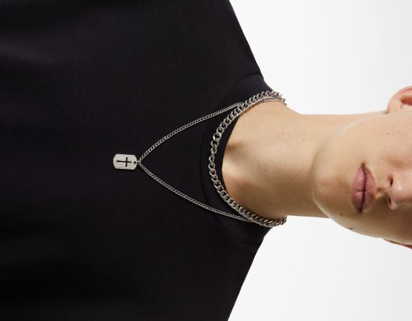 Šperky Bershka Tag Necklace Panske Strieborne | UogLwIKfymR