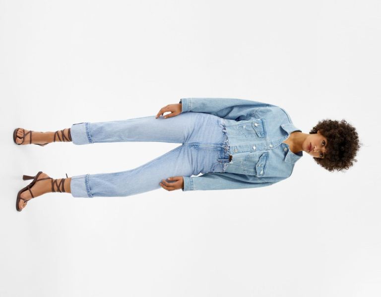 Bundy Bershka Cropped Denim Damske Svetlo Modre | NiQCew9HV7Z