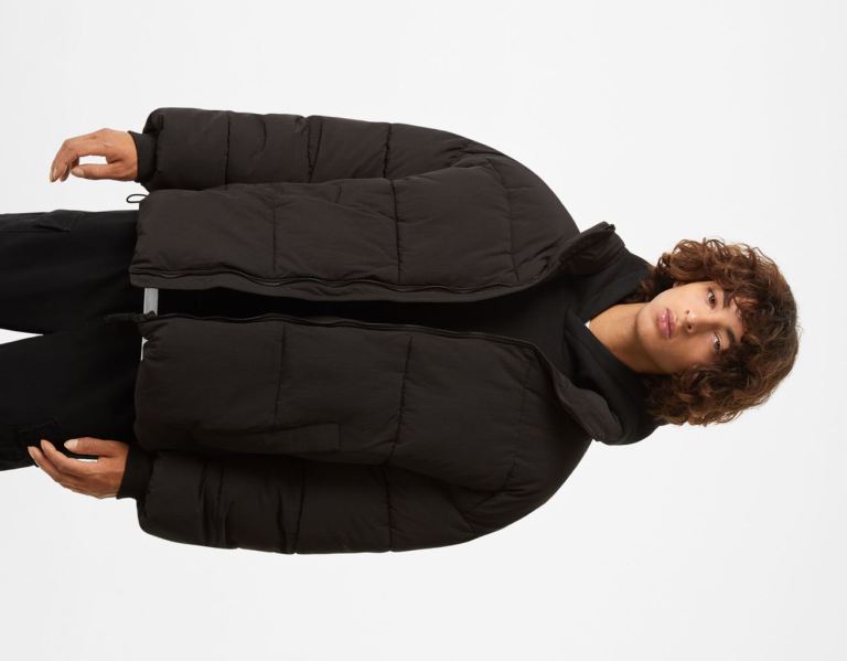 Bundy Bershka Oversize Puffer Panske Čierne | 6h3BB1W4JUt