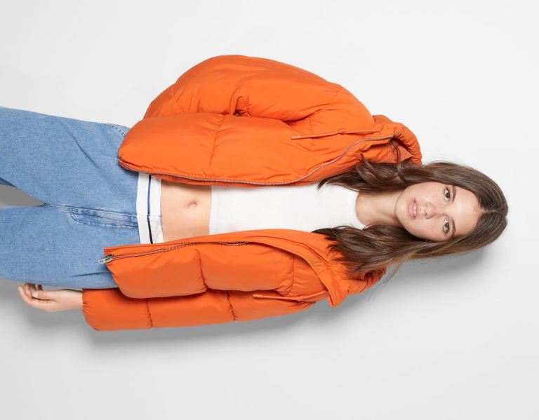 Bundy Bershka Oversize S Kapucňou Puffer Damske Oranžové | FXa2gG2zbqc