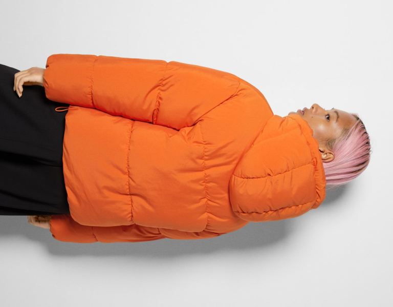 Bundy Bershka Oversize S Kapucňou Puffer Damske Oranžové | HZEEnhRsUkP