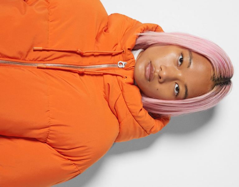 Bundy Bershka Oversize S Kapucňou Puffer Damske Oranžové | HZEEnhRsUkP