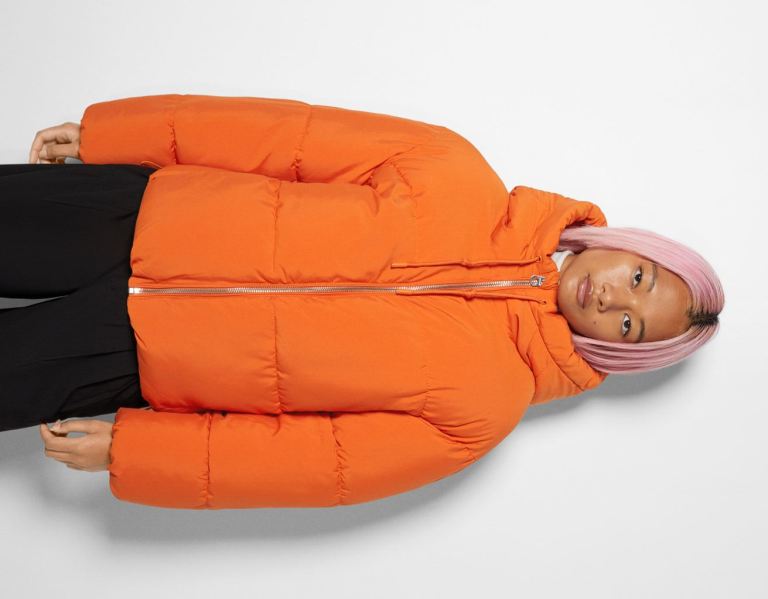 Bundy Bershka Oversize S Kapucňou Puffer Damske Oranžové | HZEEnhRsUkP