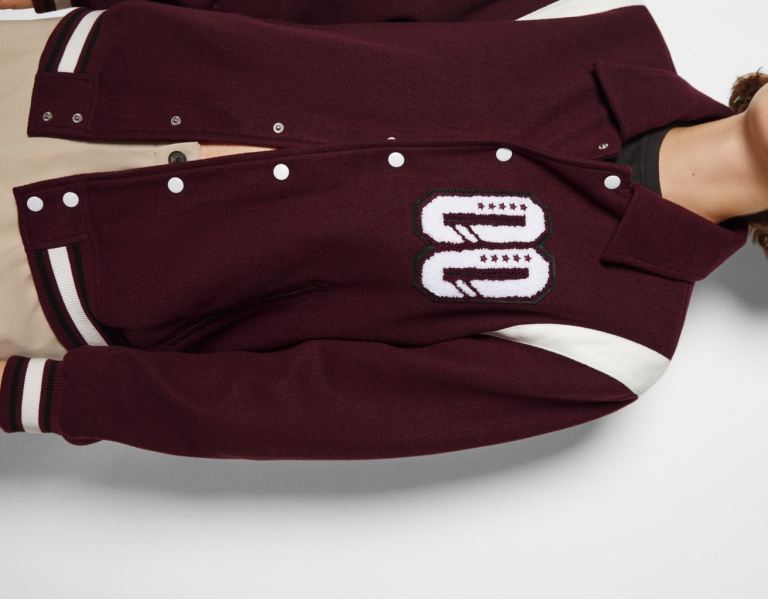 Bundy Bershka Varsity Bomber Damske Tmavo Červené | oTrw1WI20ti