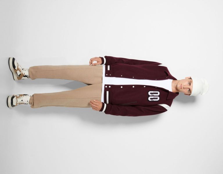 Bundy Bershka Varsity Bomber Panske Tmavo Červené | aQMLB0LYwi8