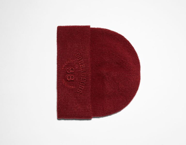 Caps Bershka Embroidered Varsity Beanie Panske Tmavo Červené | BIN6p8aXvUl