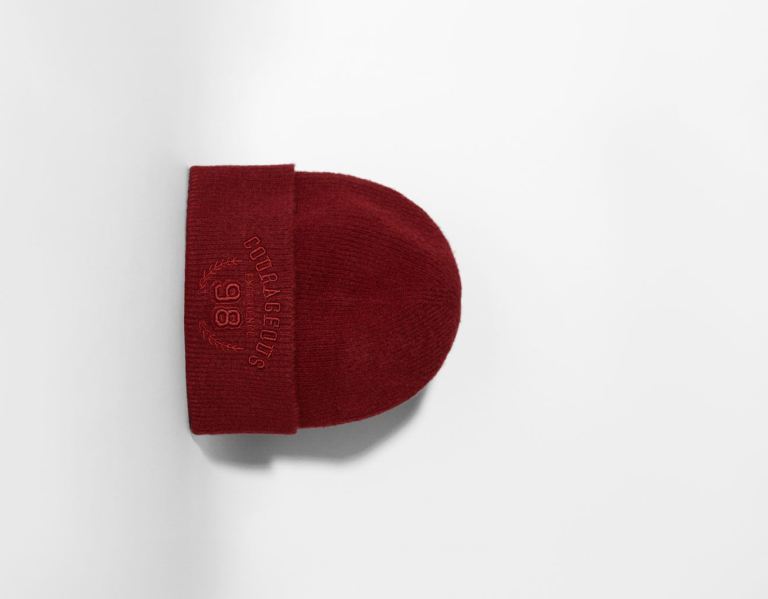 Caps Bershka Embroidered Varsity Beanie Panske Tmavo Červené | BIN6p8aXvUl