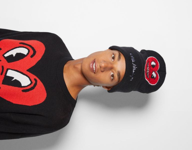 Caps Bershka Keith Haring Beanie Panske Čierne | Btd8aPOiE78