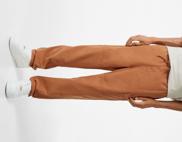 Cargo Bershka Regular-fit Sweatpants-style Pants Panske Tmavo Oranžové | 4mjwHf1q41i