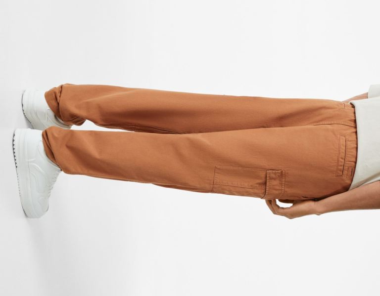 Cargo Bershka Regular-fit Sweatpants-style Pants Panske Tmavo Oranžové | 4mjwHf1q41i