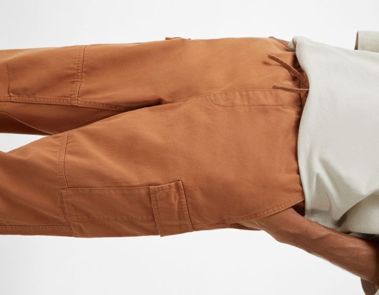 Cargo Bershka Regular-fit Sweatpants-style Pants Panske Tmavo Oranžové | 4mjwHf1q41i