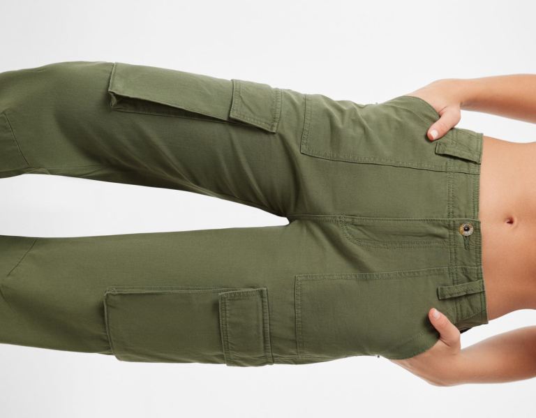 Cargo Bershka Rovno Fit Pants Damske Hnedožltý | lzUhaL0g4Yk