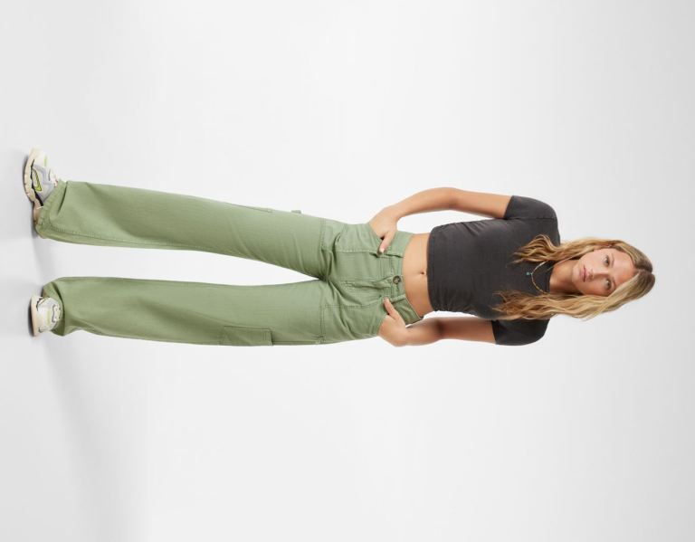 Cargo Bershka Twill Pants Damske Hnedožltý | TDiSy14D8Vu