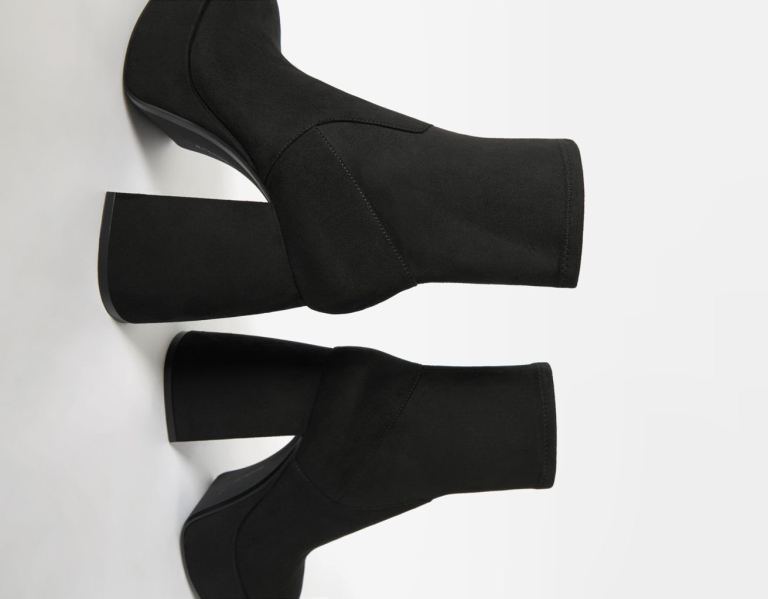 Cizmy Platforma Bershka Fitted High-heel Ankle Damske Čierne | ZxGDFL4Arnt