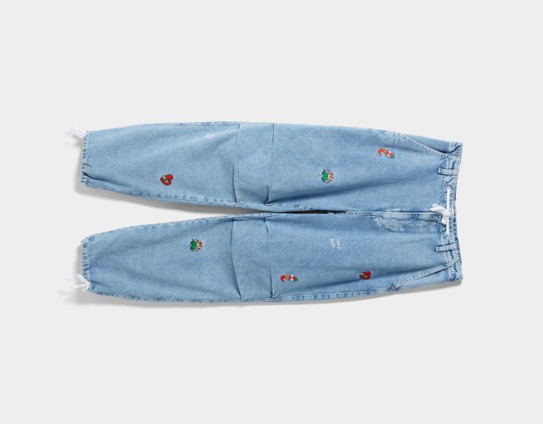 Džínsy Bershka Embroidered Parachute Damske Svetlo Modre | afjFSCQrSR8