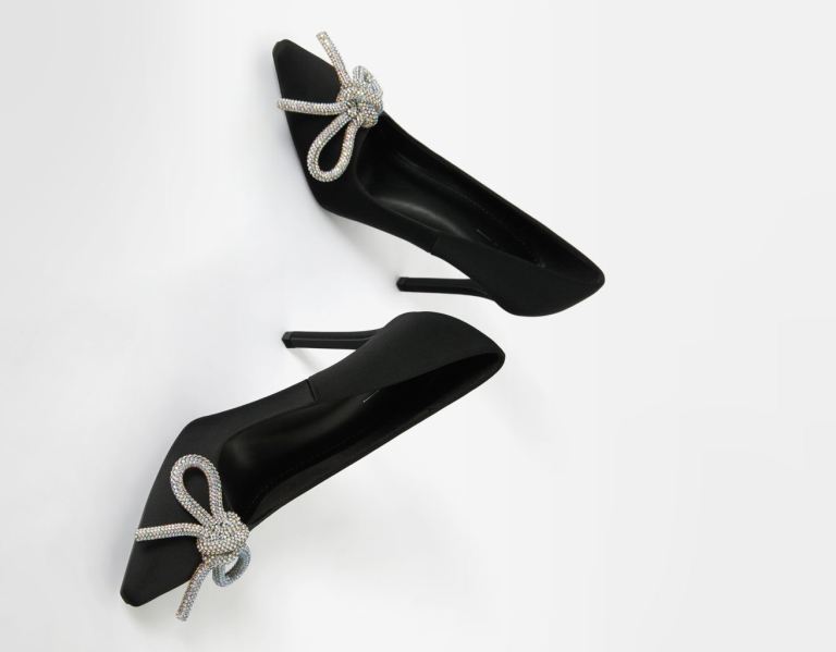 Lodicky Bershka High-heel With Embellished Bow Damske Čierne | YGyu8O2aL3Y