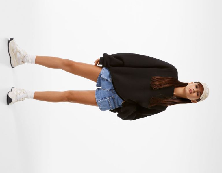 Mikiny Bershka Oversize Crew Neck Damske Čierne | pmOYZAclghH