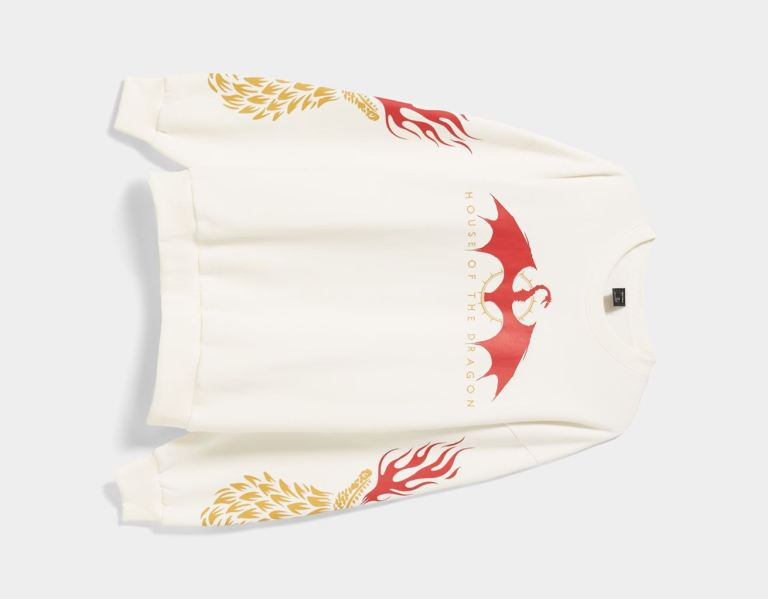 Mikiny Bershka Oversize Crew Neck House Of Dragons Panske Krém | 40sBbW8JJLk