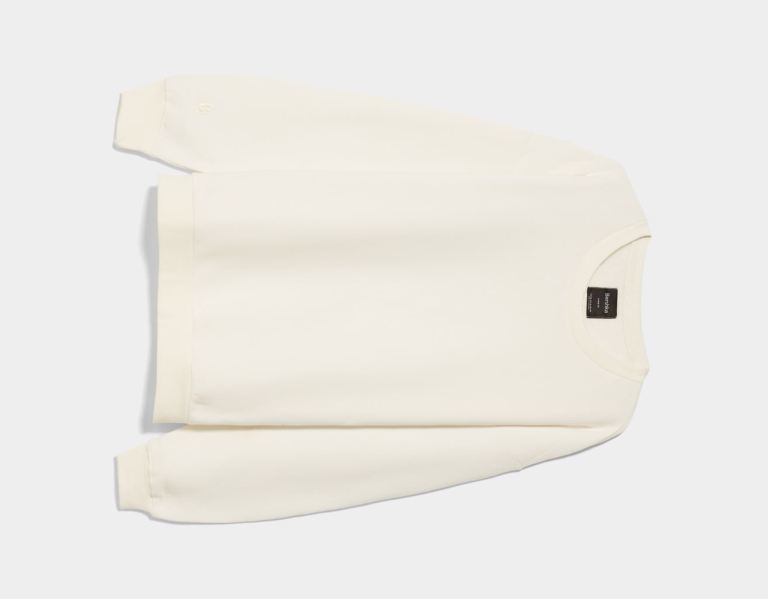 Mikiny Bershka Oversize Crew Neck Panske Biele | MajOzC5pWFB