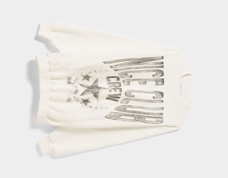 Mikiny Bershka Printed Long Sleeve Damske Biele | mvGOZW36E1t