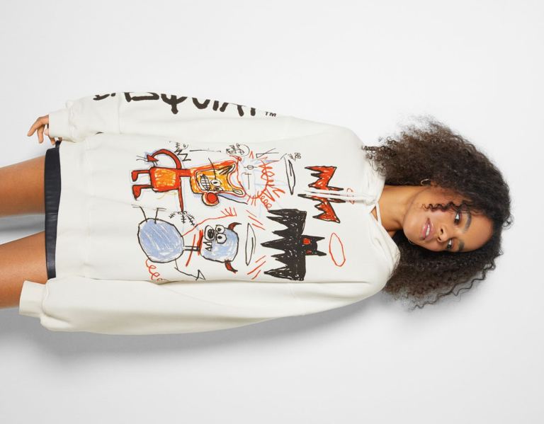 Mikiny S Kapucňou Bershka Jean-michel Basquiat Print Damske Biele | IiQw2rBa6mN