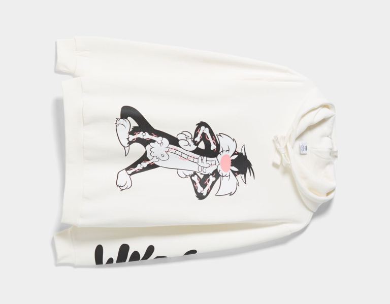 Mikiny S Kapucňou Bershka Looney Tunes X Coté Escrivá Print Panske Biele | YXAs2ieAlHV