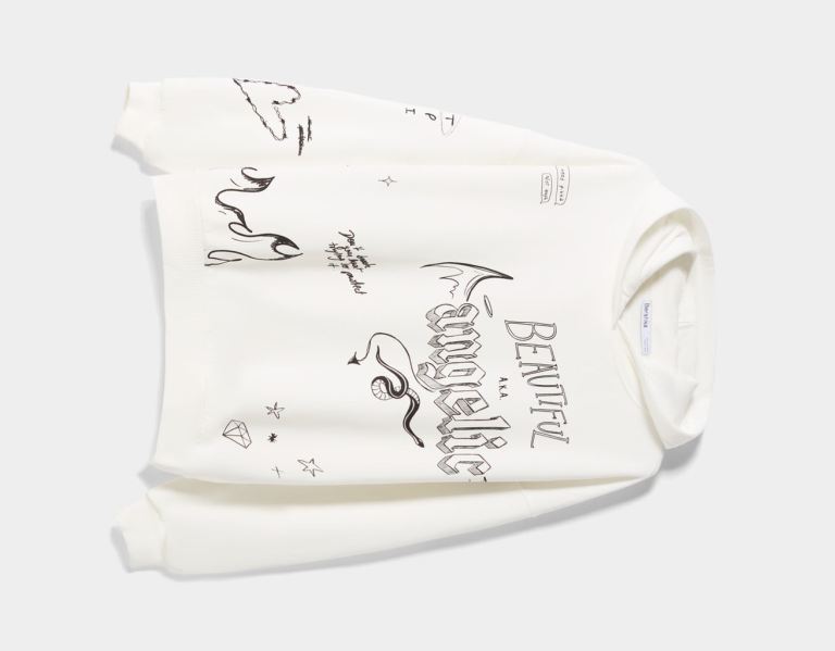 Mikiny S Kapucňou Bershka Printed Damske Biele | 1rPAYucVglz