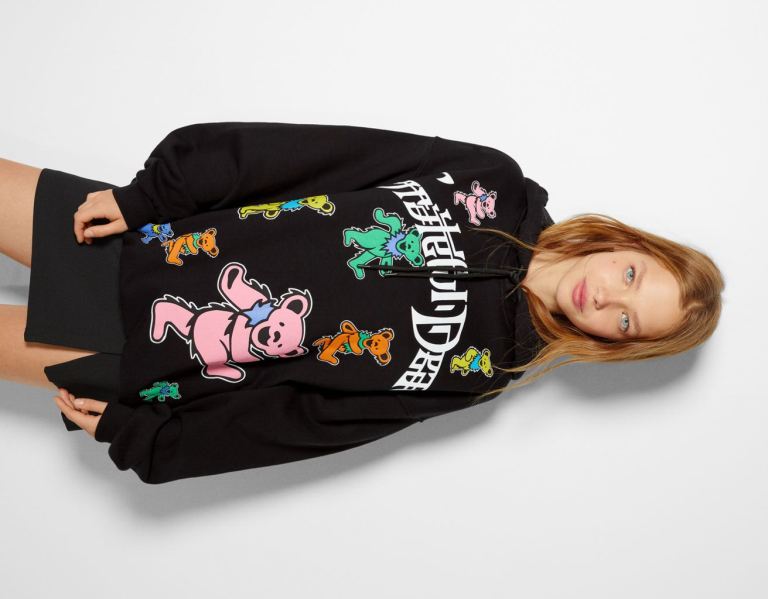 Mikiny S Kapucňou Bershka With Grateful Dead Print Damske Čierne | 1nWadiP4Vzm