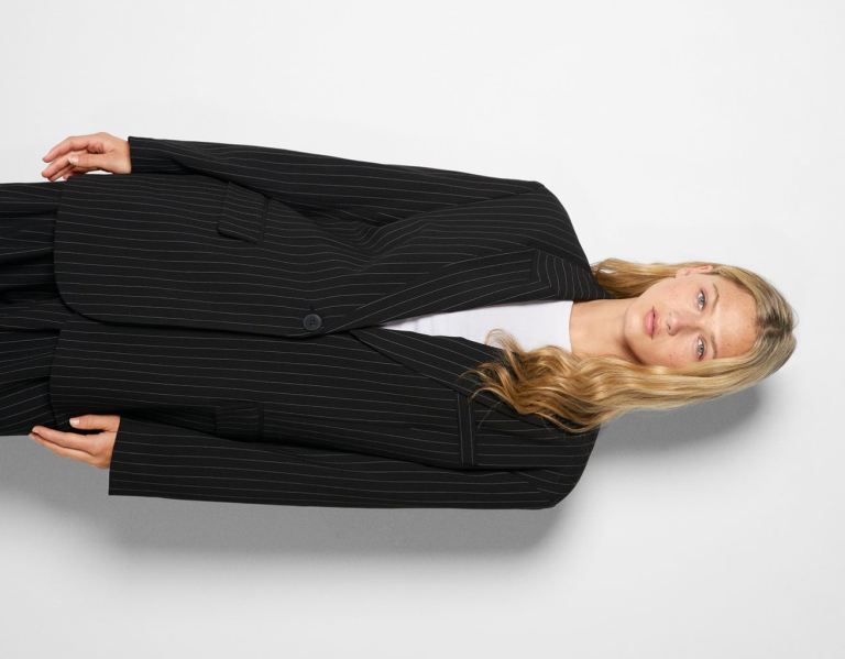 Obleky Bershka Pinstripe Blazer And Pants Set Damske Čierne | z5Qp6fVWRGH