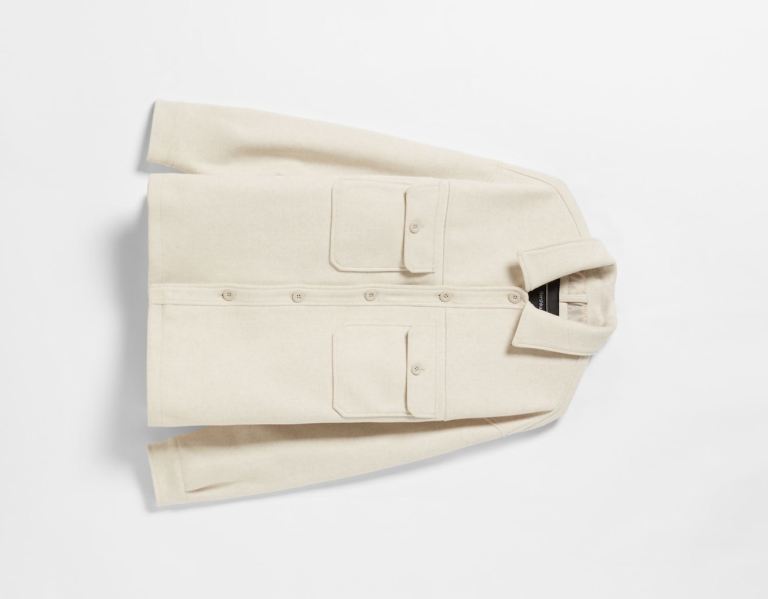 Overshirts Bershka With Pockets Panske Krém | NmvdE2KRXP8