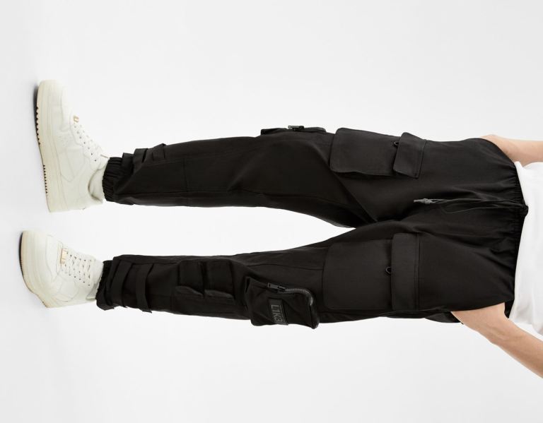 Parachute Bershka Multipocket Joggers Panske Čierne | OL6u69Mlw70