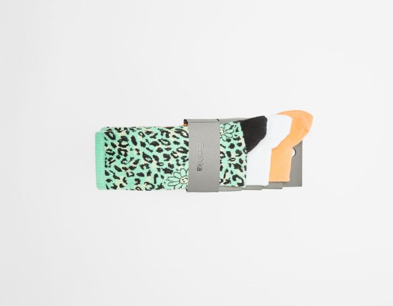 Ponozky Bershka Set Of 3 Animal Print Panske Biele | tuoZgxeaHq2