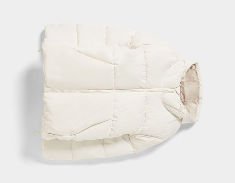 Páperové Bundy Bershka Puffer With Hood Panske Biele | 4O0gfilnQYZ