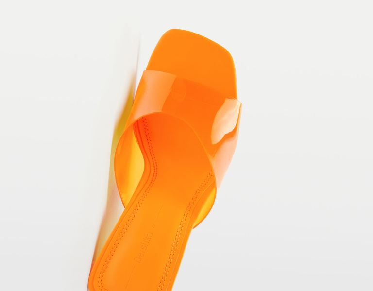 Sandale na Podpatku Bershka Methacrylate Wedge Damske Oranžové | 13MWDzasHzA