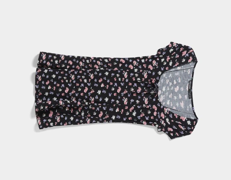 Saty Bershka Floral Print Mini Damske Čierne | h2RAPJOcdAp