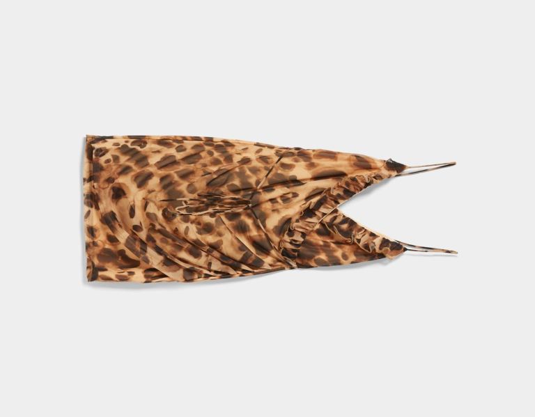 Saty Bershka Remienkové Tulle Mini With Leopard Print Damske Čierne | nzA0tx4M3Aj