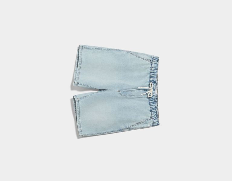 Sortky Bershka Denim Bermuda Jogger Panske Svetlo Modre | GwwfGt4EiZN