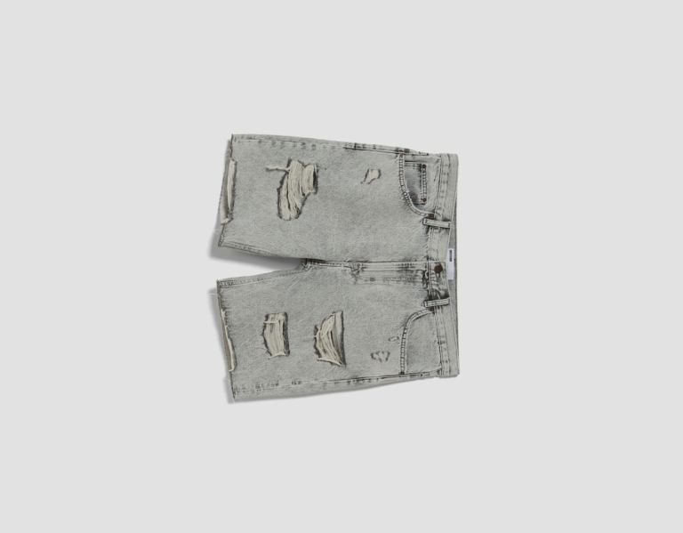 Sortky Bershka Ripped Denim Bermuda Panske Siva | pqqMMmq1gEW