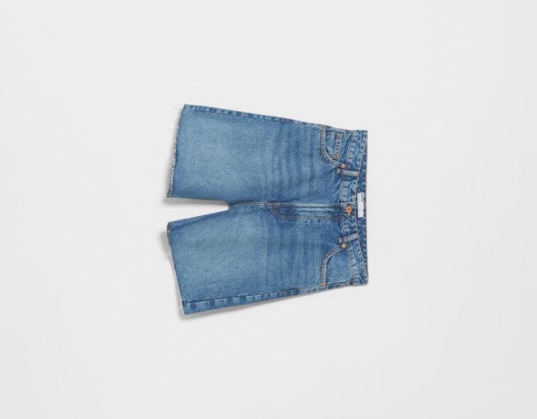 Sortky Bershka Vintage Denim Bermuda With Rips Damske Svetlo Modre | AuuO5LpcWdQ