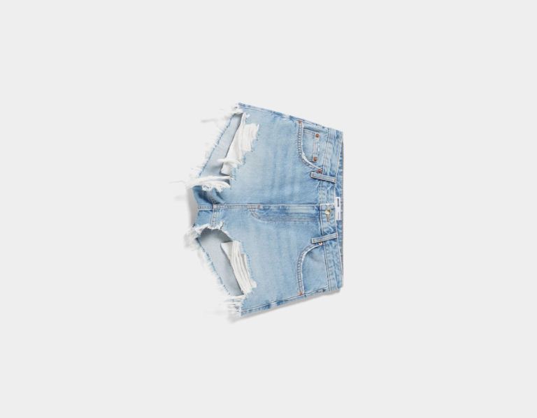 Sortky Bershka Vintage Denim With Pocket Detail Damske Svetlo Modre | 3XDZVkRiHBq