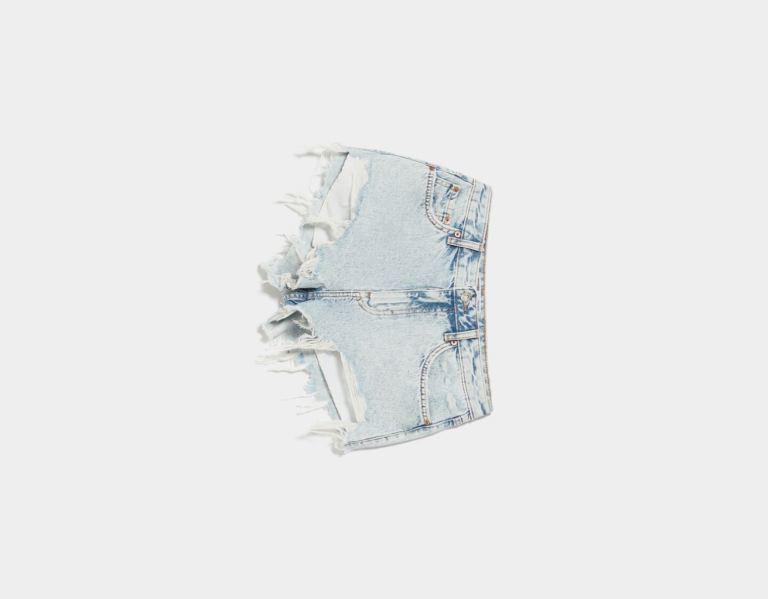 Sortky Bershka Vintage Denim With Pocket Detail Damske Svetlo Modre | zZvGYESqZE3