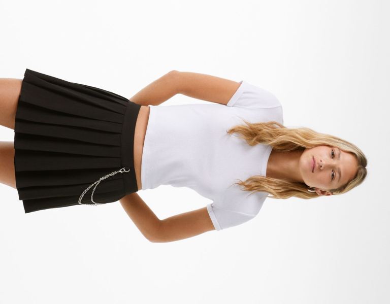 Sukne Bershka Box Pleat Mini With Chain Damske Čierne | JBeIuX287yF